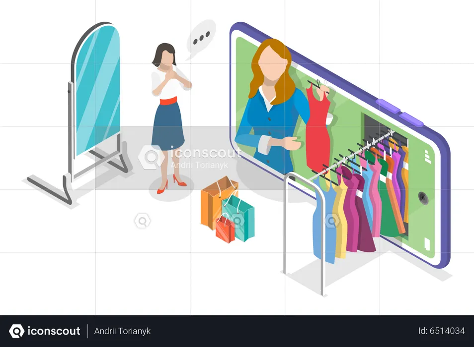 Femme faisant des achats en ligne  Illustration