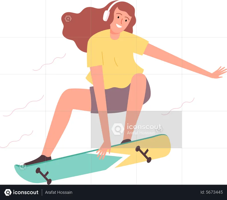 Skateboard féminin  Illustration