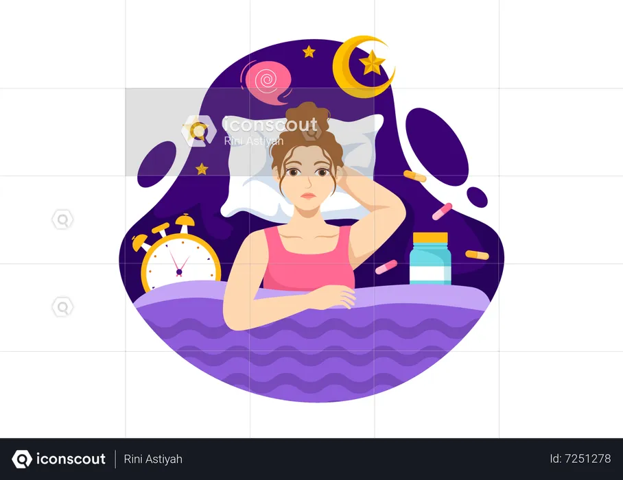 Femme souffrant de troubles du sommeil  Illustration