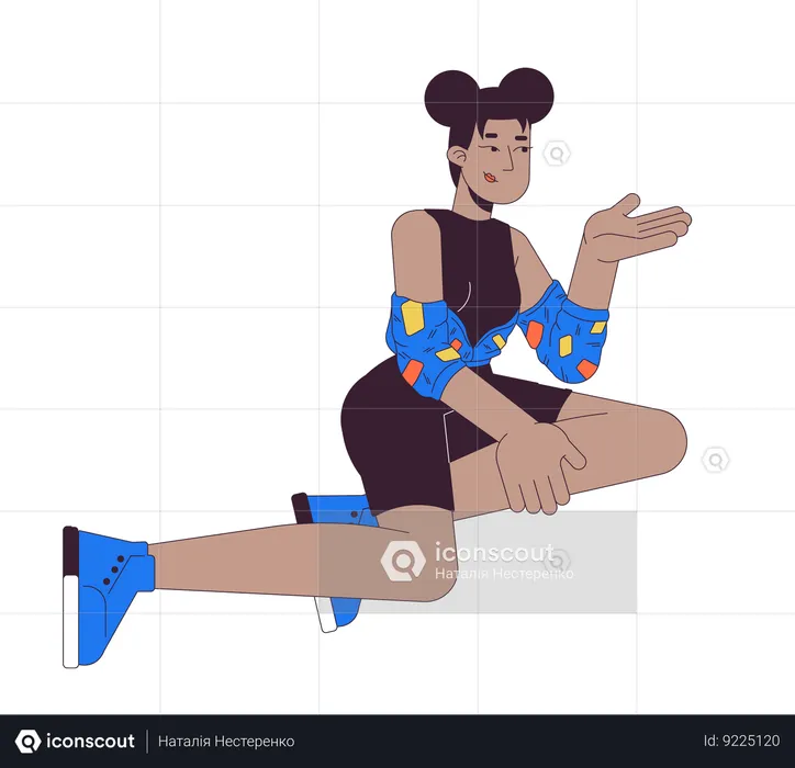 Femme sportive élégante afro-américaine  Illustration