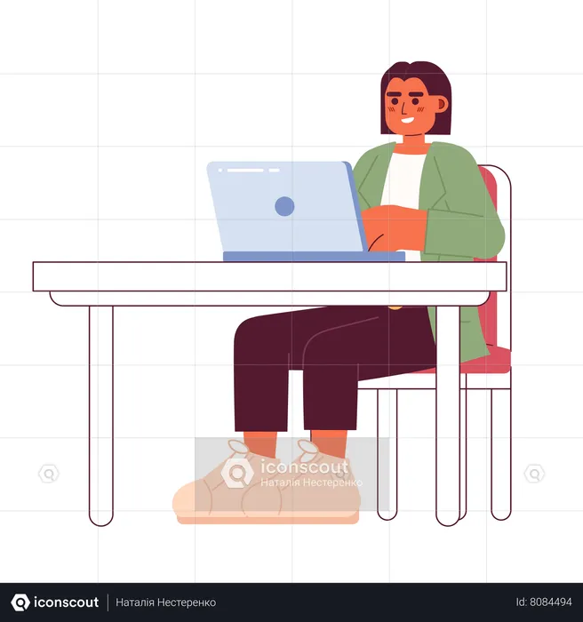 Superviseur féminin travaillant sur un ordinateur portable  Illustration