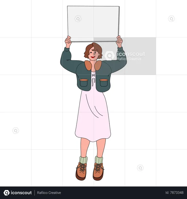 Femme tenant une pancarte vierge  Illustration