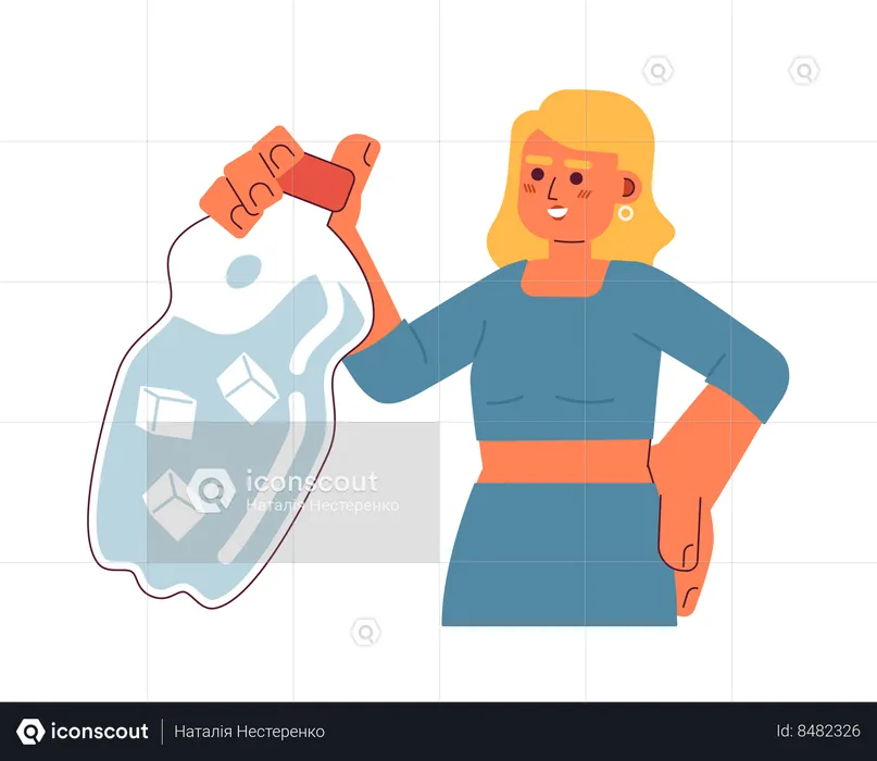 Femme tenant une bouteille d'eau  Illustration