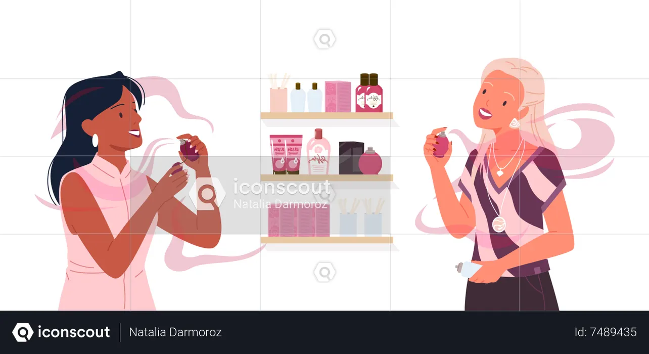 Femme testant du parfum  Illustration