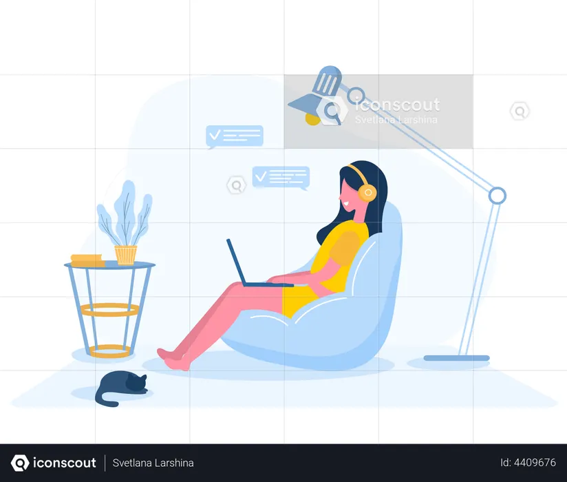 Femme travaillant à domicile  Illustration