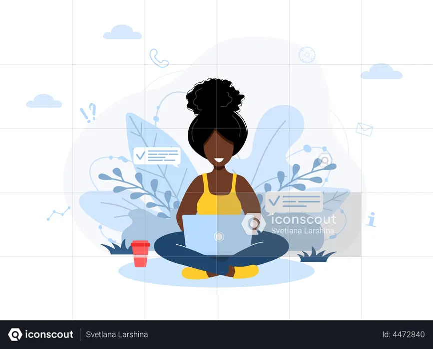 Femme travaillant à domicile  Illustration