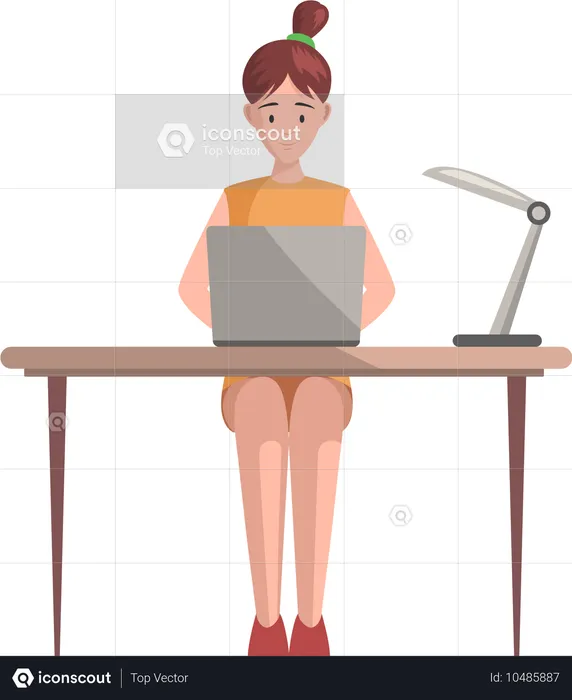 Femme travaillant au bureau  Illustration