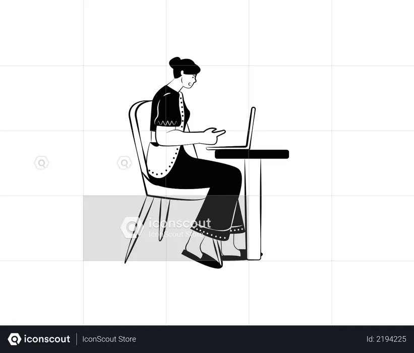 Femme travaillant au bureau  Illustration