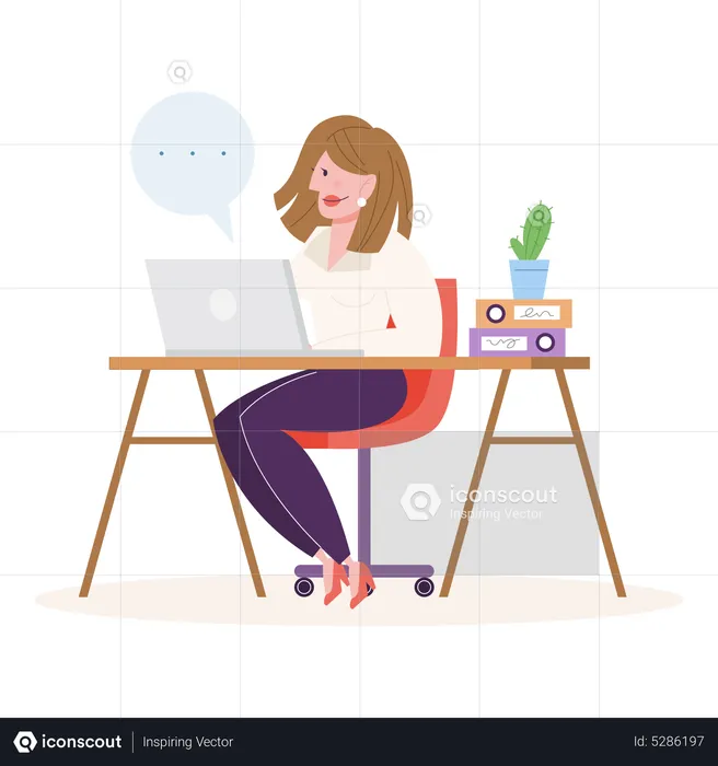 Femme travaillant au bureau  Illustration