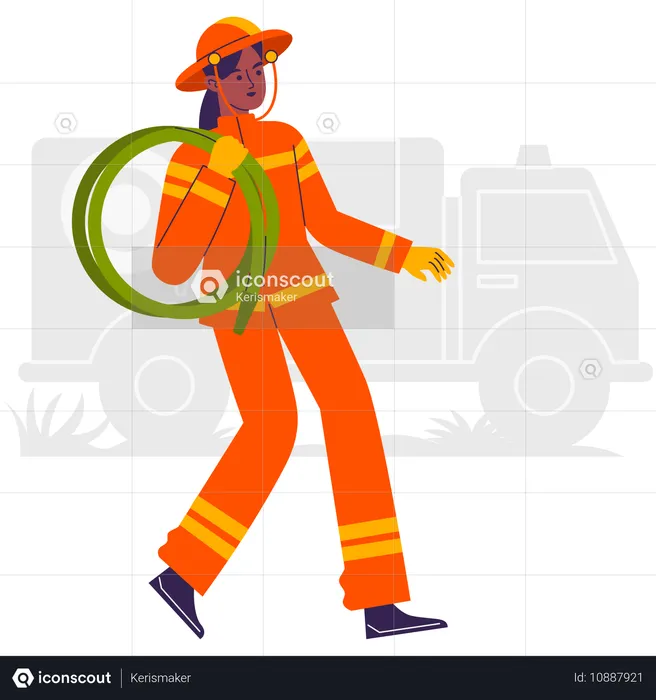 Femme travaillant comme lance à incendie  Illustration