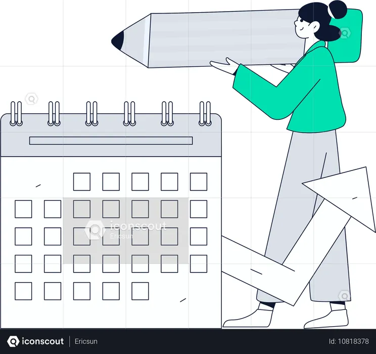 Femme travaillant sur un calendrier  Illustration