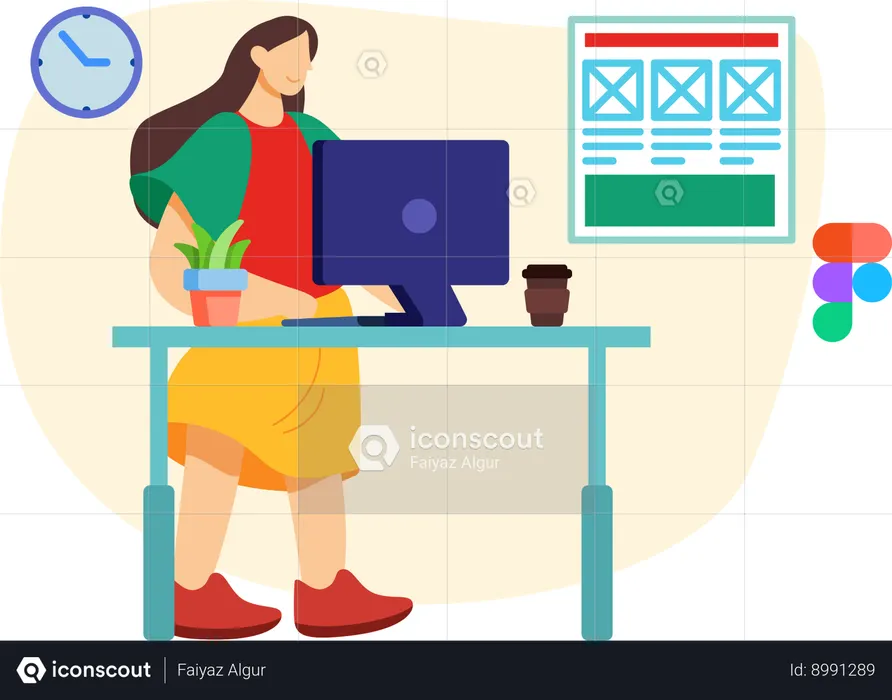 Femme travaillant sur la conception de produits  Illustration