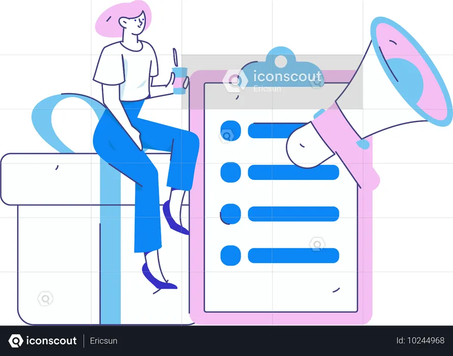Femme travaillant sur le marketing numérique  Illustration