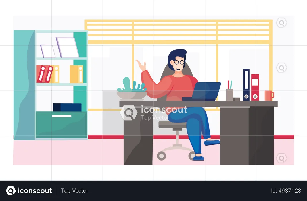 Femme travaillant sur un ordinateur portable  Illustration