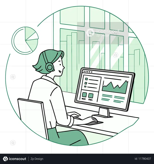 Femme travaillant sur un tableau de bord d'IA  Illustration