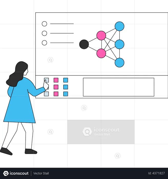 Femme travaillant sur une formule chimique  Illustration