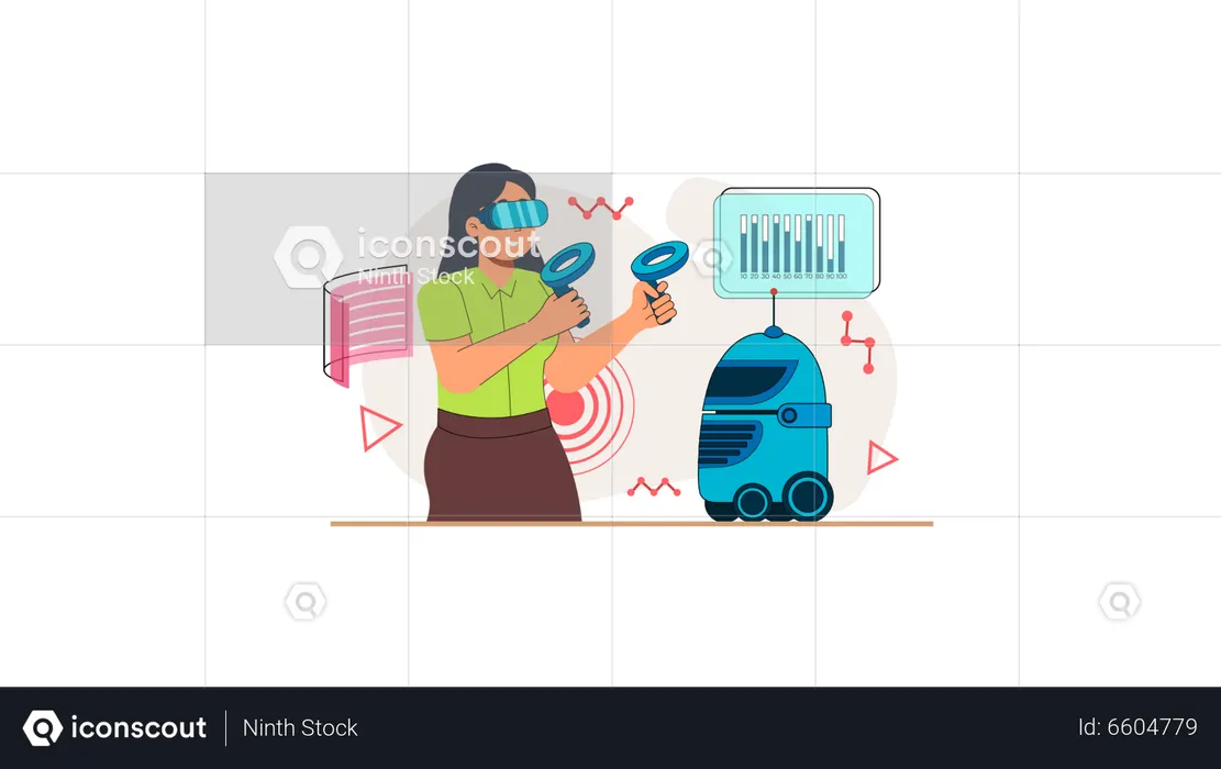 Femme utilisant la technologie moderne  Illustration