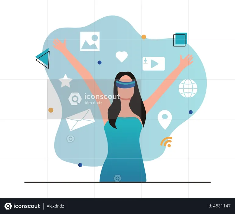 Femme utilisant la réalité virtuelle  Illustration