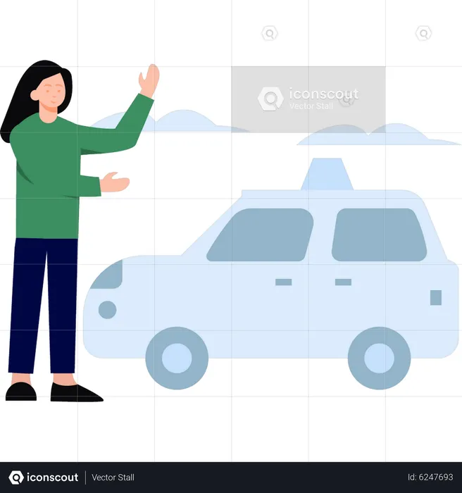 Femme va voyager en voiture  Illustration