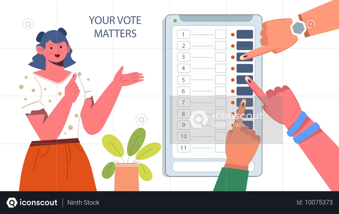 Une femme votant aux élections  Illustration