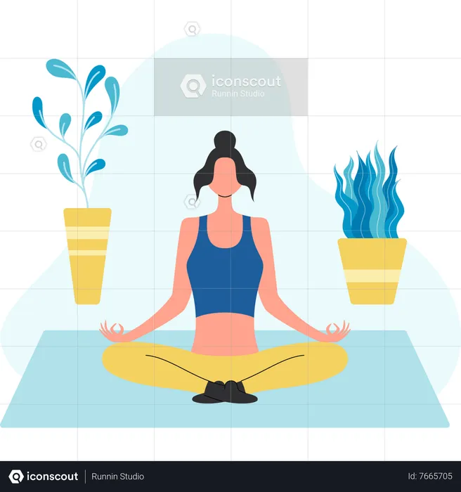 Femme Yoga Méditant  Illustration