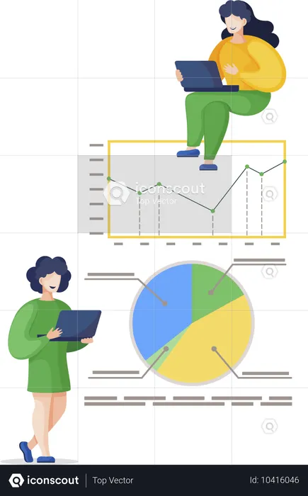 Les femmes d'affaires travaillent sur des ordinateurs portables  Illustration