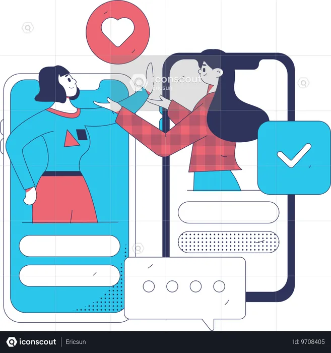 Les femmes partagent leurs commentaires sur les réseaux sociaux  Illustration