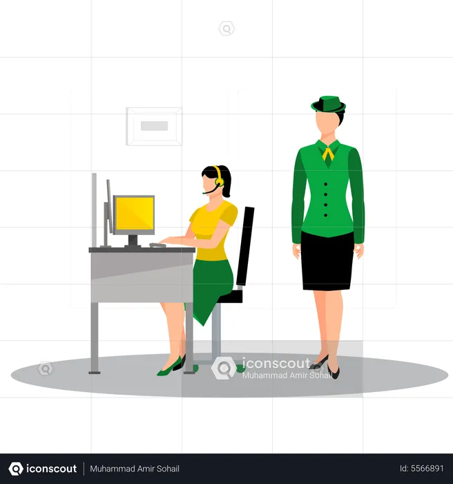 Femmes travaillant au bureau de sécurité  Illustration