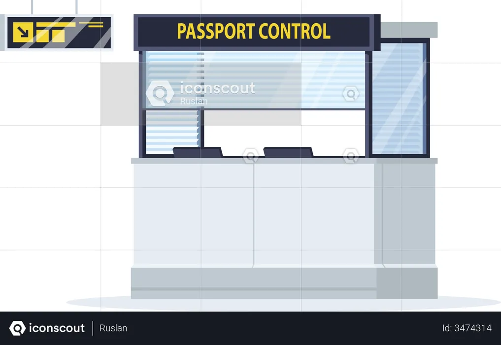 Fenêtre de contrôle des passeports  Illustration