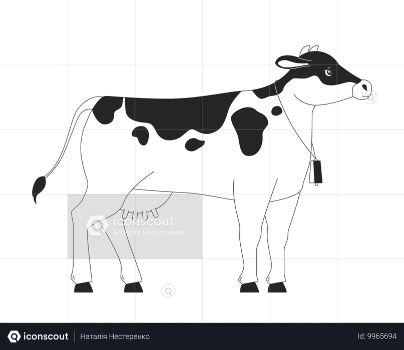 Vache de ferme avec cloche  Illustration