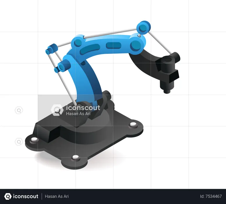 Ferramenta tecnológica braço robótico de soldagem industrial com inteligência artificial  Ilustração