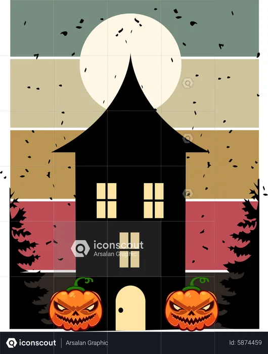 Festa noturna de Halloween  Ilustração