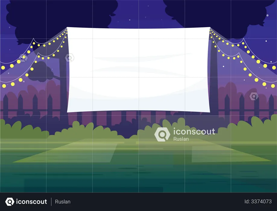 Festive outdoor cinema screen  Illustration