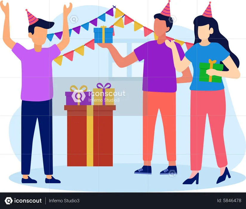 Célébration d'une fête d'anniversaire  Illustration