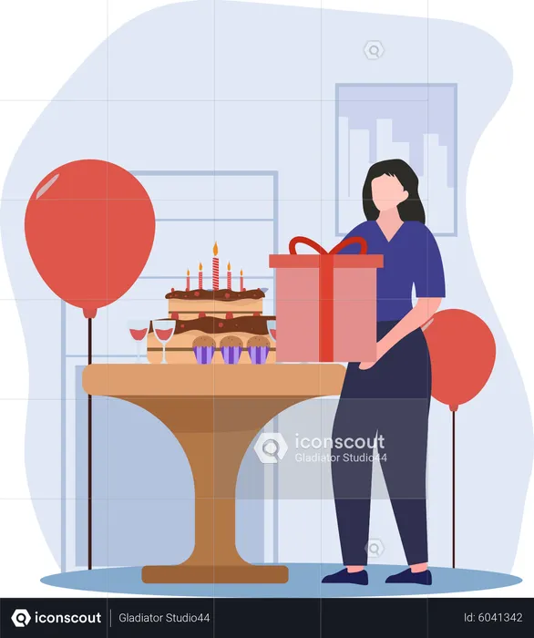 Célébration d'une fête d'anniversaire  Illustration