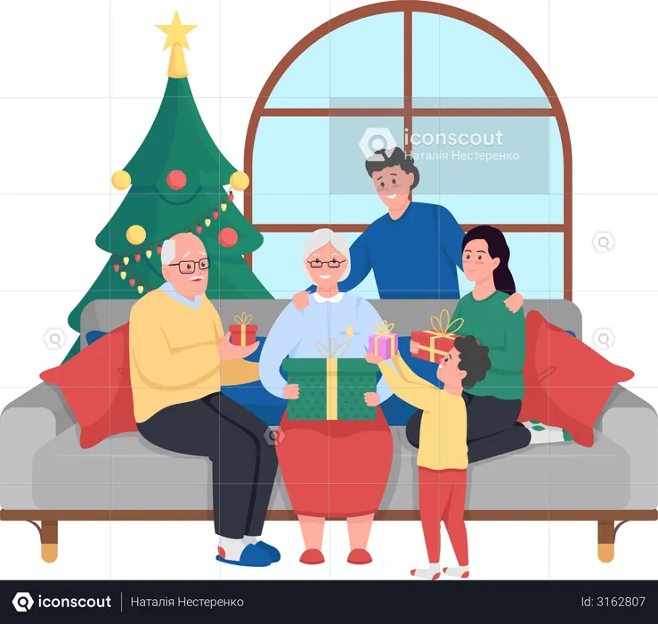 Fête de Noël en famille  Illustration