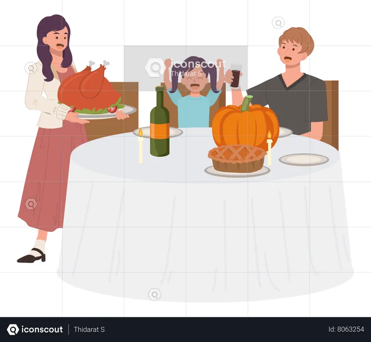 Fête de Thanksgiving en famille  Illustration