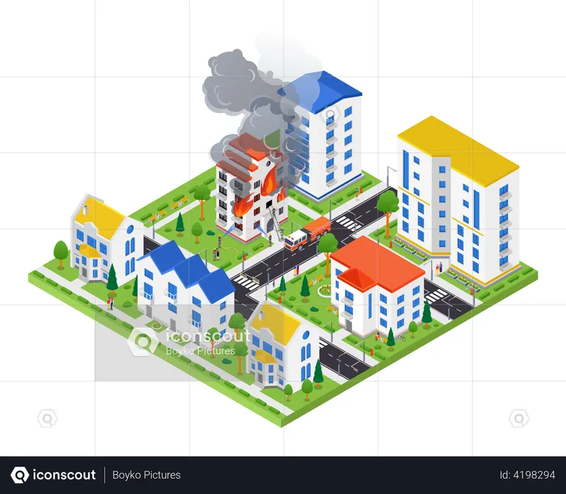 Brand im Gebäude  Illustration