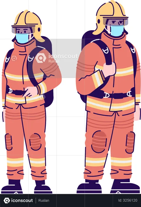 Feuerwehrleute in der Corona-Pandemie  Illustration