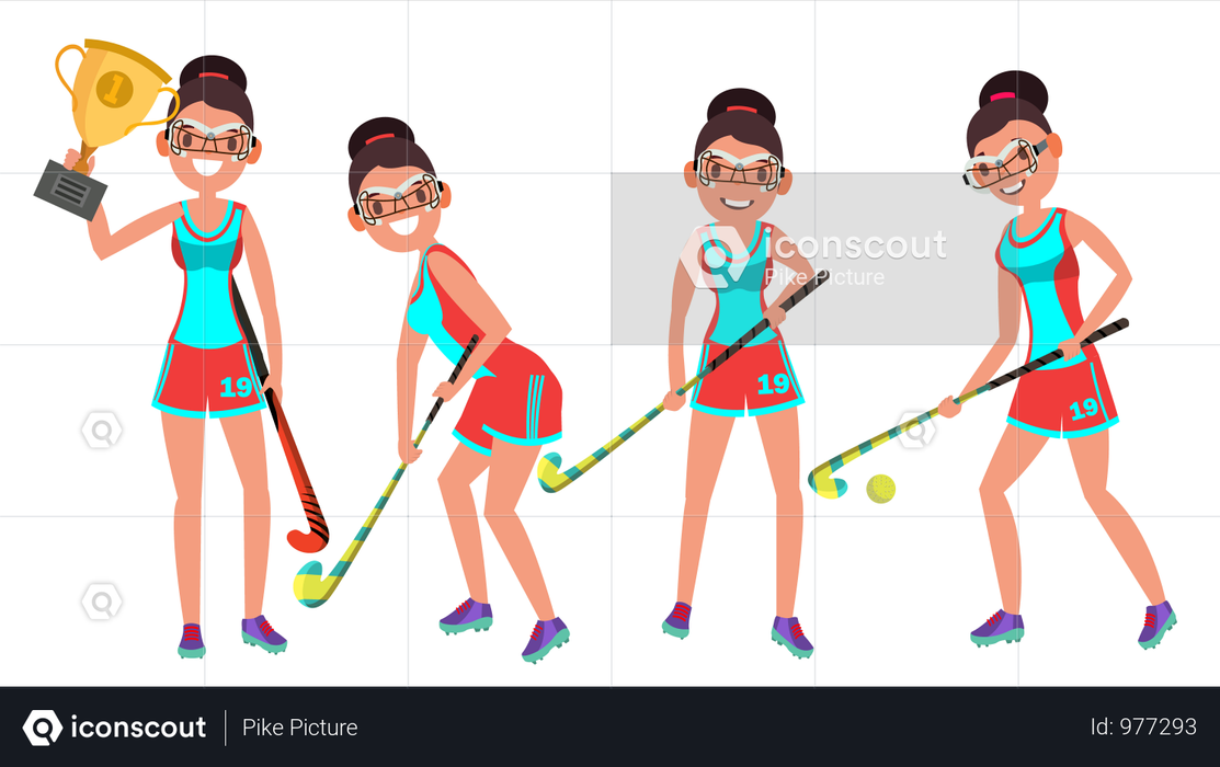 Best Premium Field Hockey Female Player Vector. Playing Field Hockey In