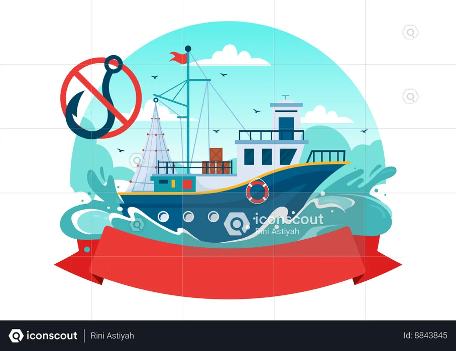 Fight Against Illegal Fishing  Illustration