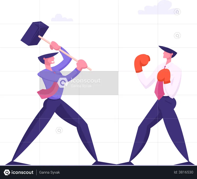 Fight between employees at office  Illustration