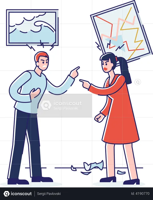 Fight between man and woman  Illustration