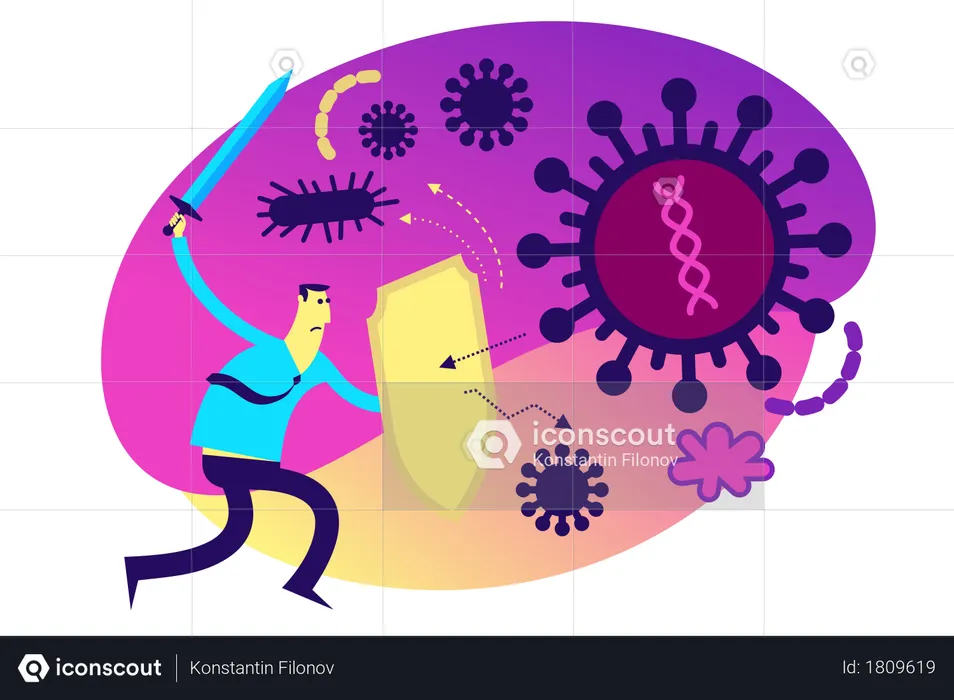 Fight with different diseases  Illustration