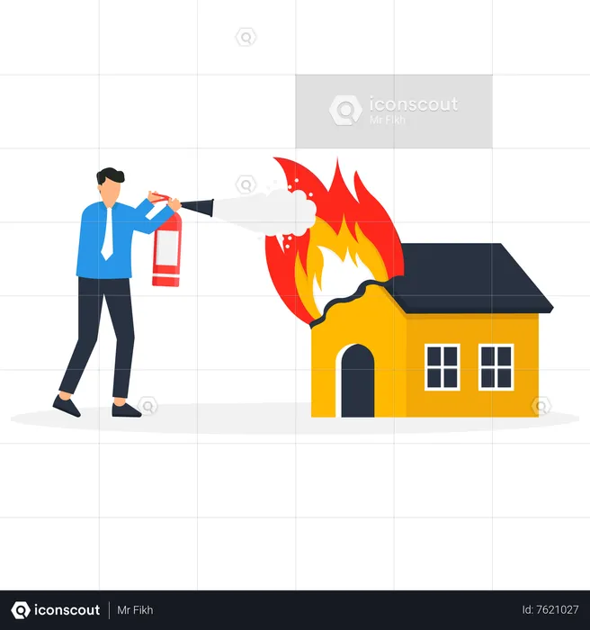 Fighting Burning House  Illustration