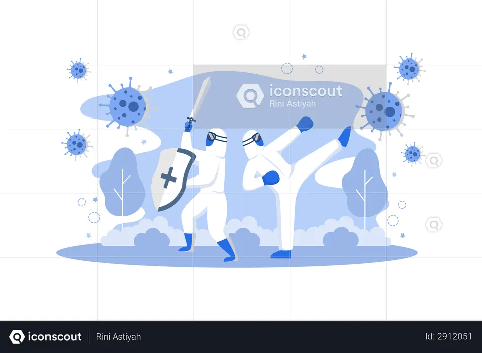 Fighting With Coronavirus  Illustration