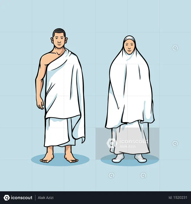 Figura de casal em pé na peregrinação do Hajj  Ilustração