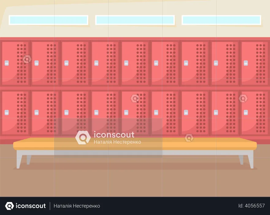 Fila de taquillas escolares  Ilustración