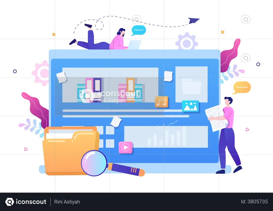 File Management System and Information  Illustration