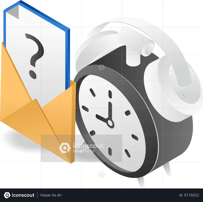 Fill in the question mark letter with an alarm clock  Illustration